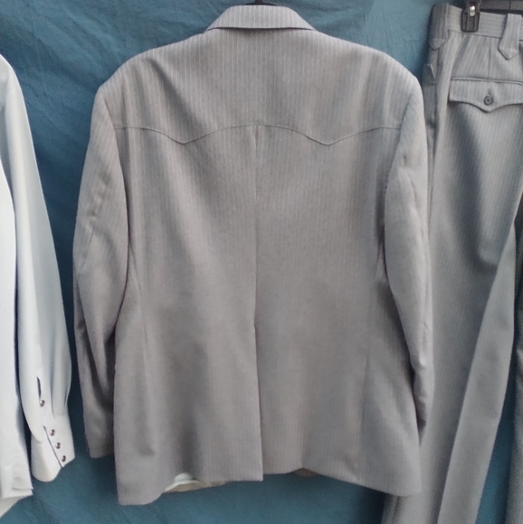 H Bar C Vintage 3piece Pinstripe Western Suit (Pearl Snap Shirt, Blazer, Slacks) - Picture 15 of 16